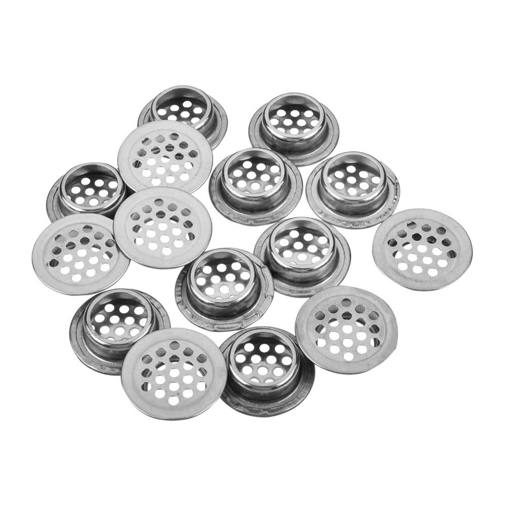 AUTONO 15PCS Thép không gỉ Lỗ thông hơi 19mm Hình tròn Lỗ thông hơi soffit Bền Bạc Lỗ lưới thông hơi Cho tủ bếp phòng tắm tủ quần áo