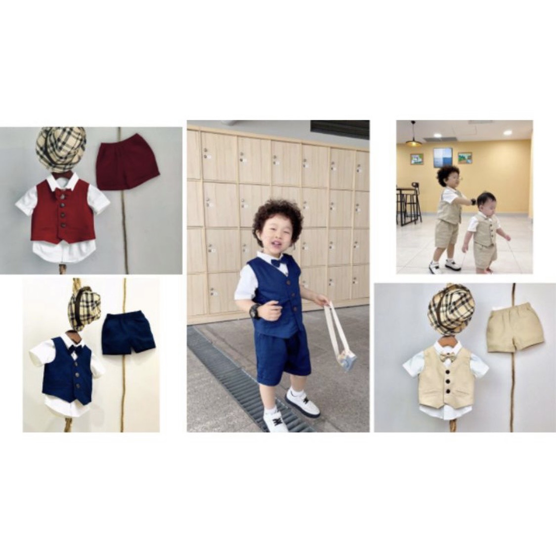 Bộ vest gile set công tử yếm cho bé trai