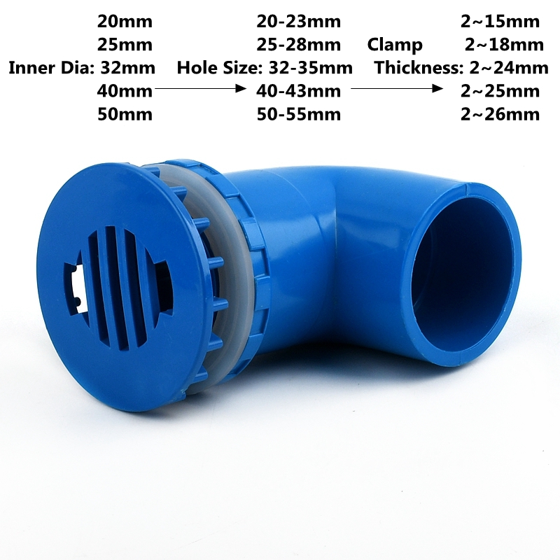20 25 32 40 50mm Blue Pvc 90 Elbow Drainage Connector Aquarium Overflow ...