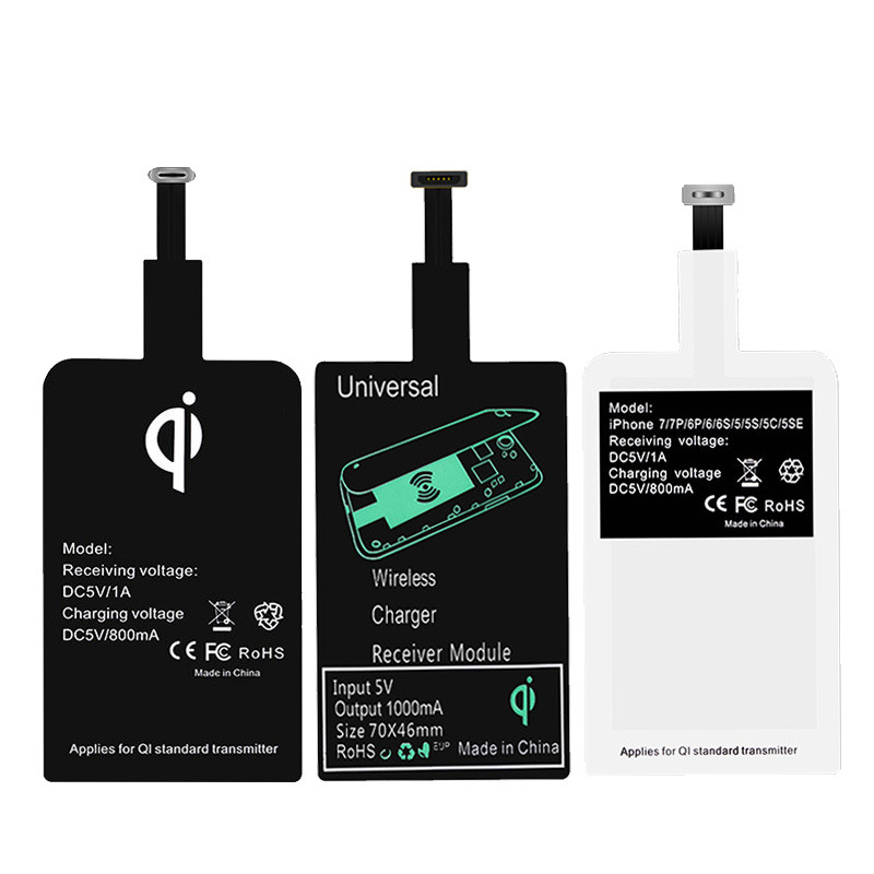 Lightweight Qi Wireless Charging Receiver For Android Apple Phone Universal Micro USB Type C Fast Charger Adapter. 