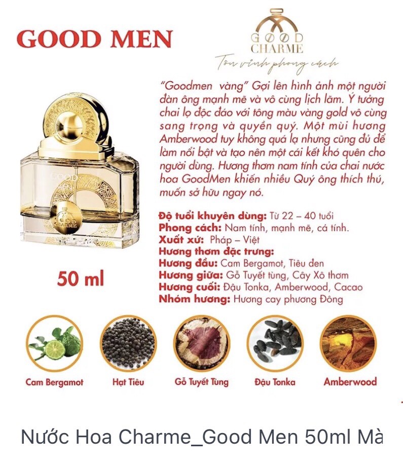 Nước Hoa Charme_Good Men 50ml Màu Vàng