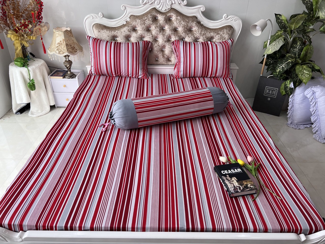 BỘ DRAP GA THUN HÀN QUỐC MẪU SỌC ĐẸP