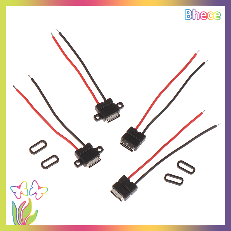 Bhece 1pcs USB Type C Waterproof Connector Welding Wire Female Socket Fast Charging Type-c Charging Interface Jack