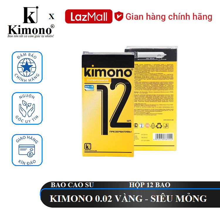 [ KIMONO ] Bao cao su Kimono 0.02 Siêu Mỏng 12 bao.