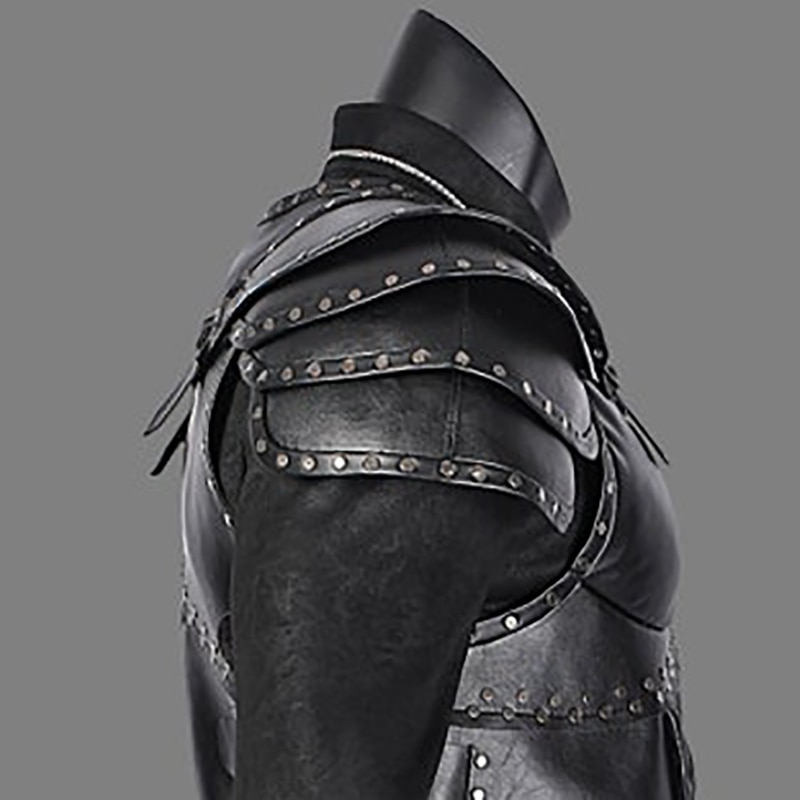 Goth PU Leather Studded Shoulder Armor - Single Pauldron For Men, Medieval Viking Knight Cosplay, Halloween & Renaissance Faire Costume Accessory