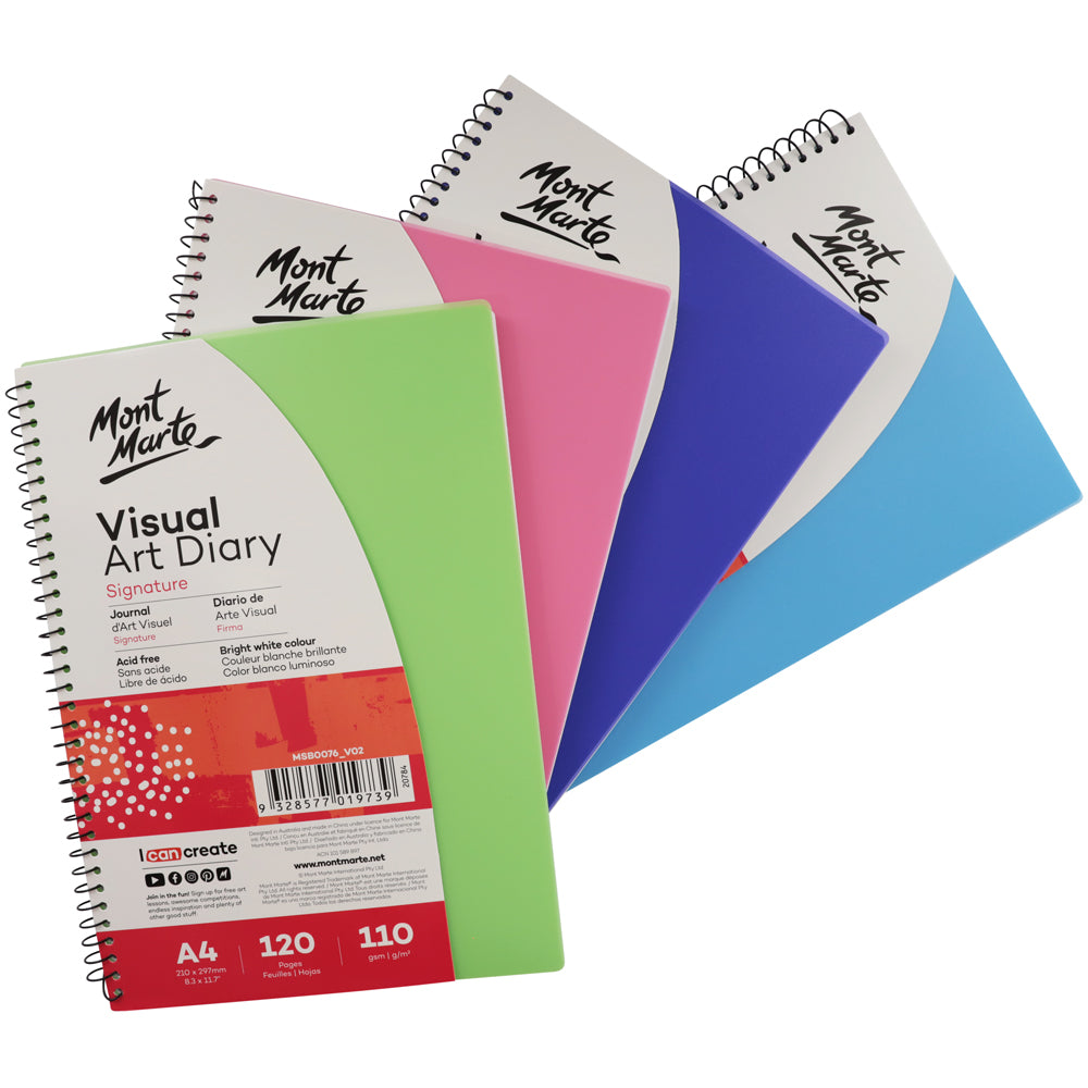 Mont Marte Visual Art Diary PP Coloured Cover A4.