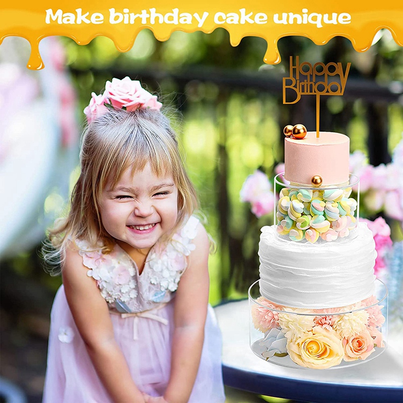 Clear Acrylic Cake Stands, Fillable Cake Box, Round Cake Display Box with Lid, Decorative Centrepiece Box for Wedding