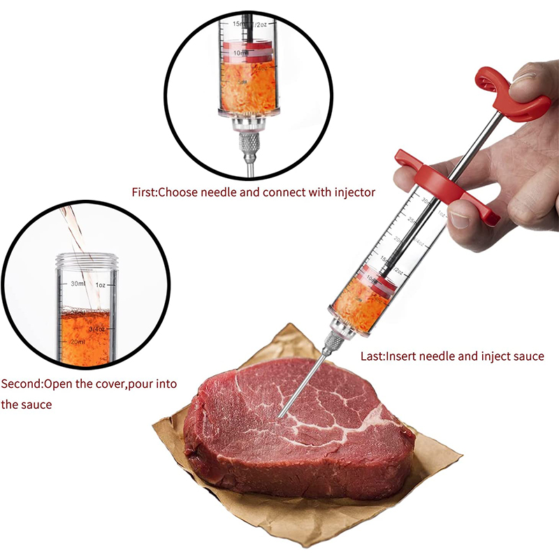 【Online】 Meat Injector With 3 Marinade Injector Needles for BBQ Grill ...