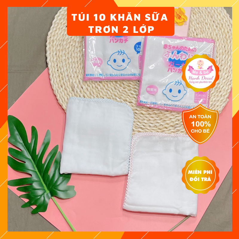 Sét 10 khăn xô sữa trơn xuất Nhật ( 1 túi 10 chiếc)