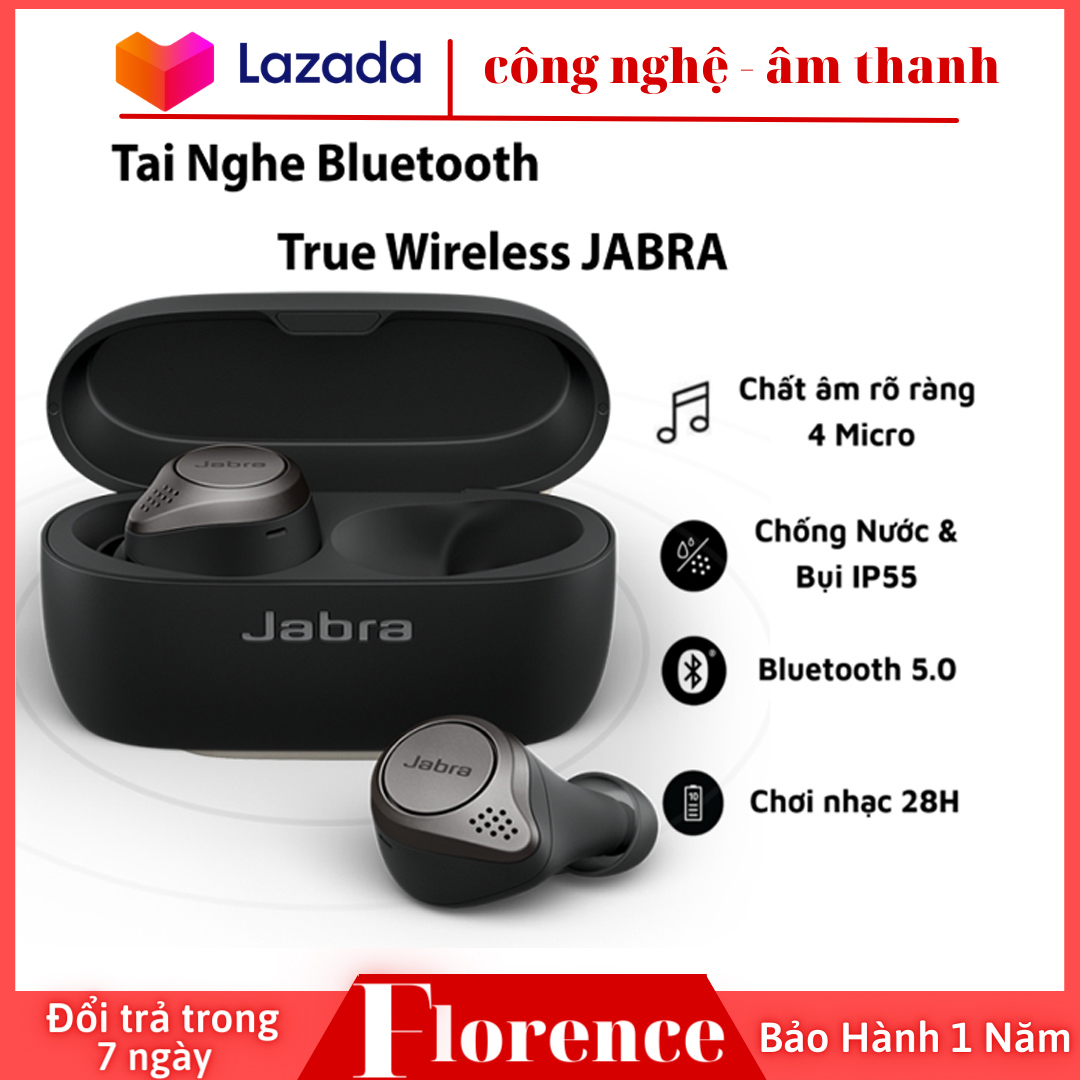 Tai nghe Bluetooth True Wireless Jabra Elite 75T, Chất Âm Thanh Cao, Âm Trầm Mạnh Mẽ, Chống Nước và Chống Bụi IP55, Pin liên tục 28h, Tích hợp với các hệ điều hành hiện nay