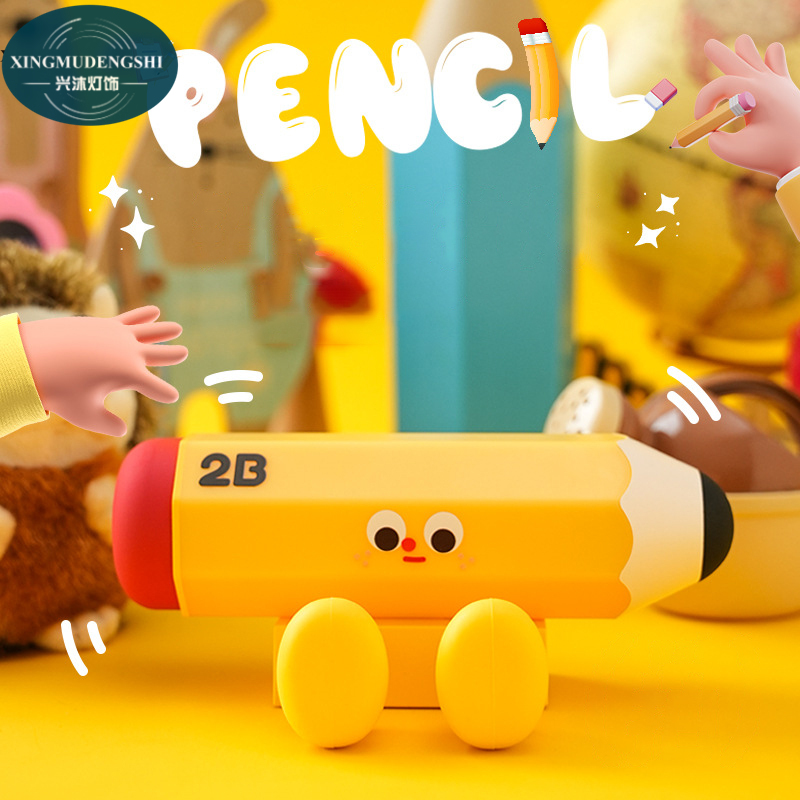 Pencil Night Light Children's LED Silicone Bedside Table Lamp USB Rechargeable Soft Light Eye Protection Paipap Dimming Lamp cute