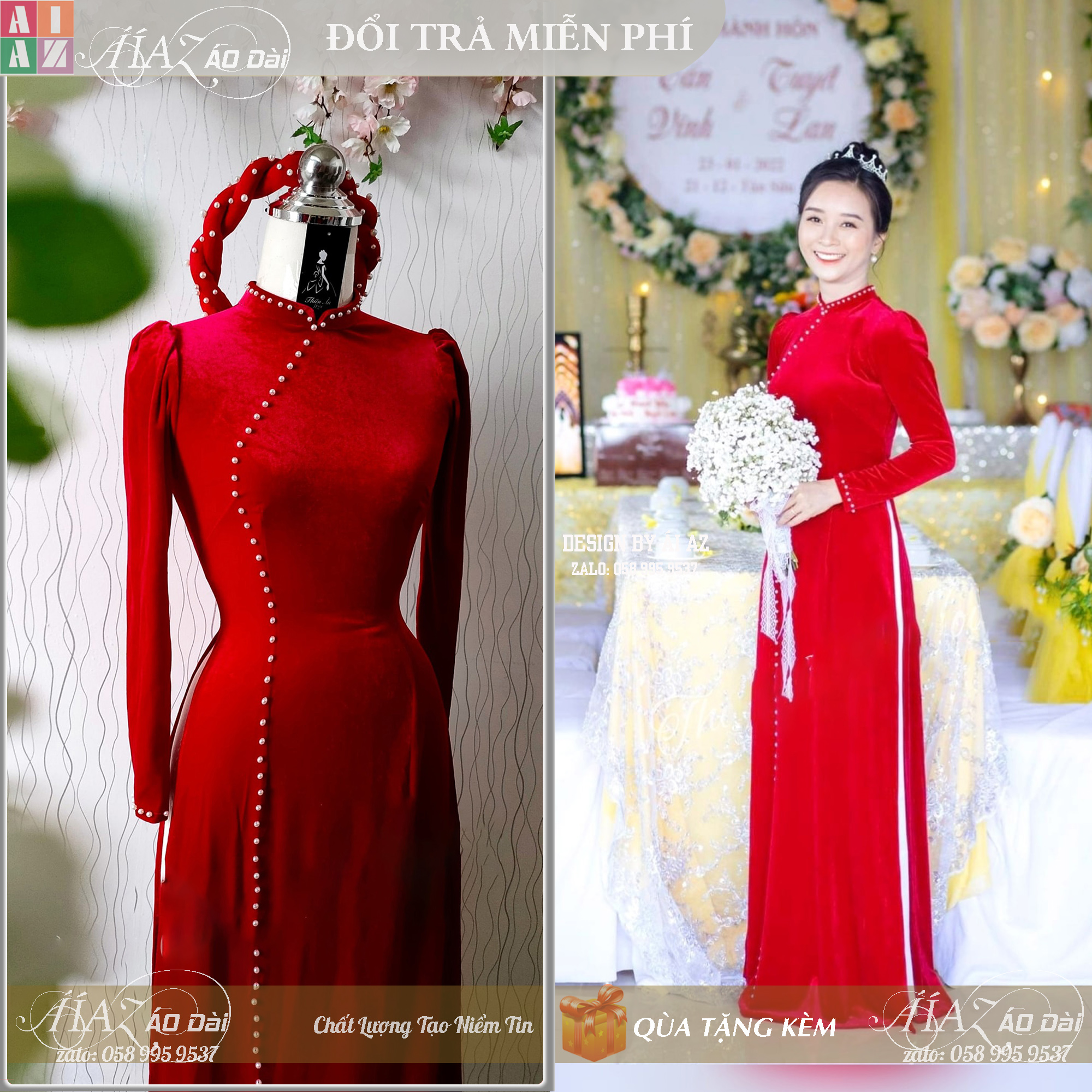 Áo dài cô dâu cưới hỏi d20