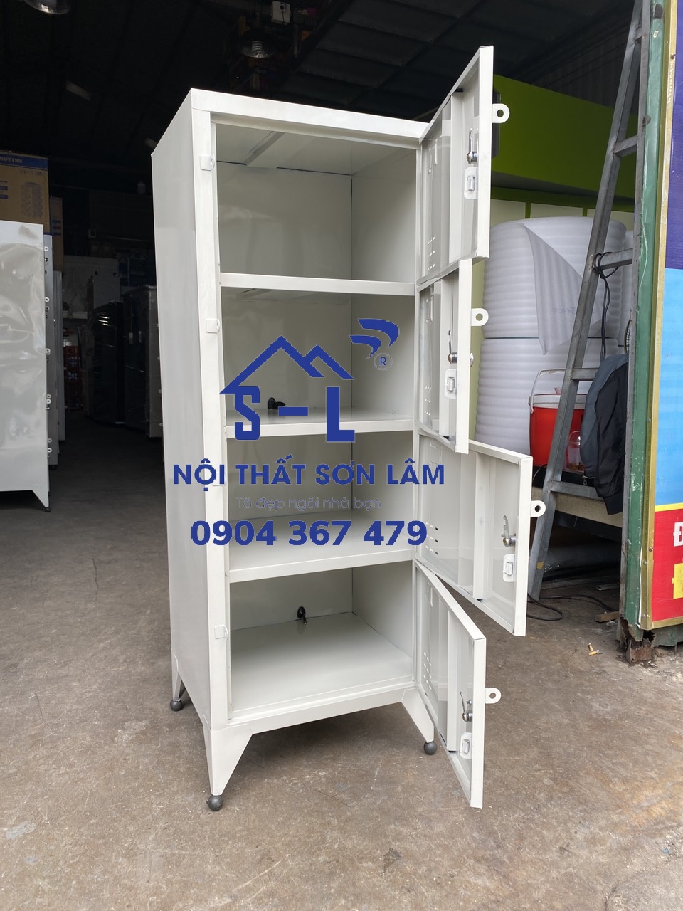 Tủ locker 4 tầng sơn tĩnh điện cao cấp ngang 45cm x cao 1m3