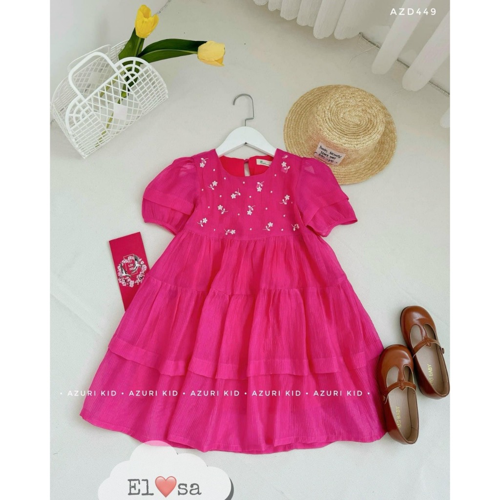 Váy bé gái - váy đũi nhăn hoa thêu siêu xinh cho bé gái 1 - 8 tuổi