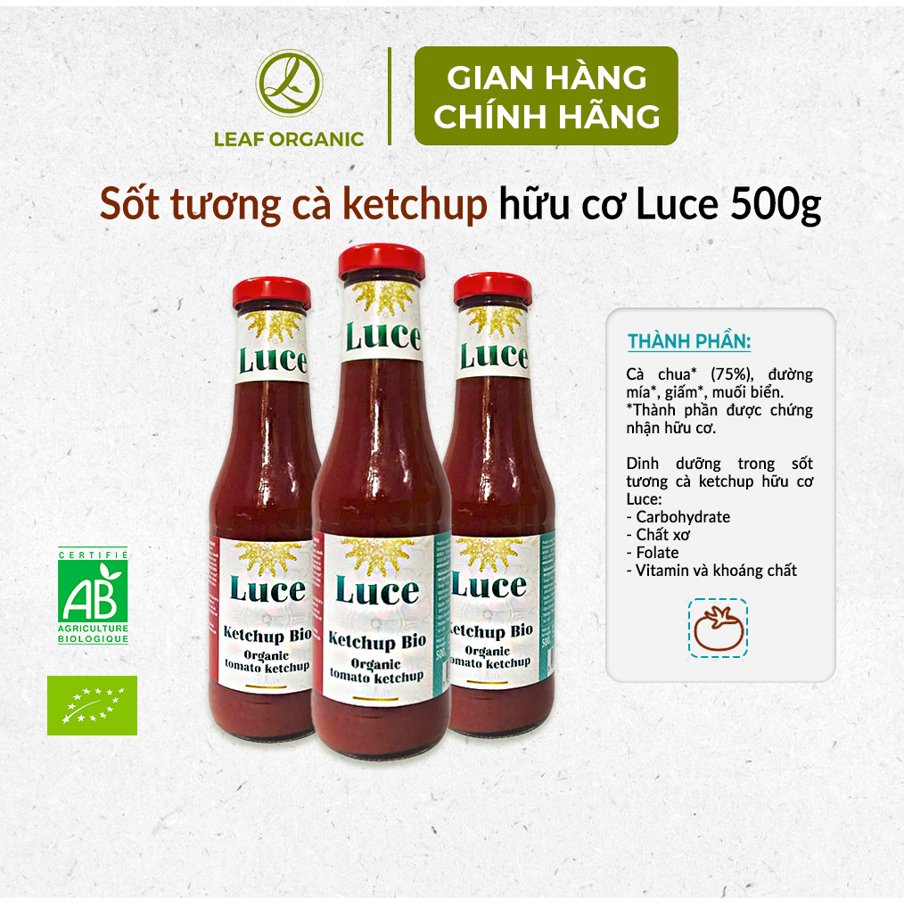 Sốt tương cà ketchup hữu cơ Luce 500g -Leaf organic