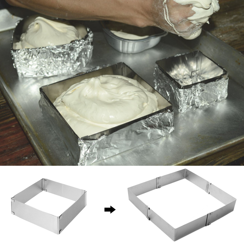 Adjustable Mousse Ring Set Round Square Stainless Steel Cake Baking Mold Birthday Wedding Cake Decorating Tools