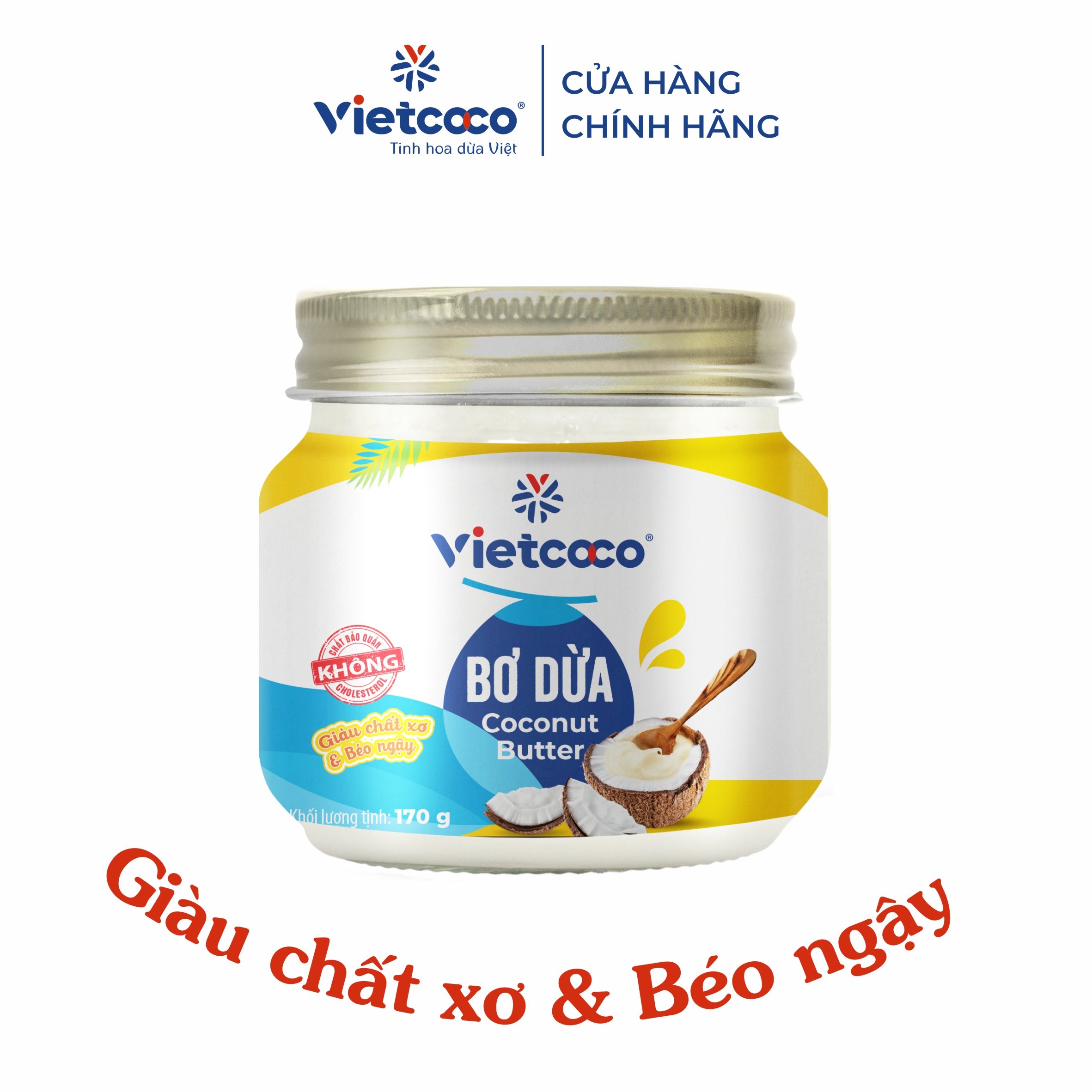 Bơ dừa Vietcoco - Hũ thủy tinh 170g