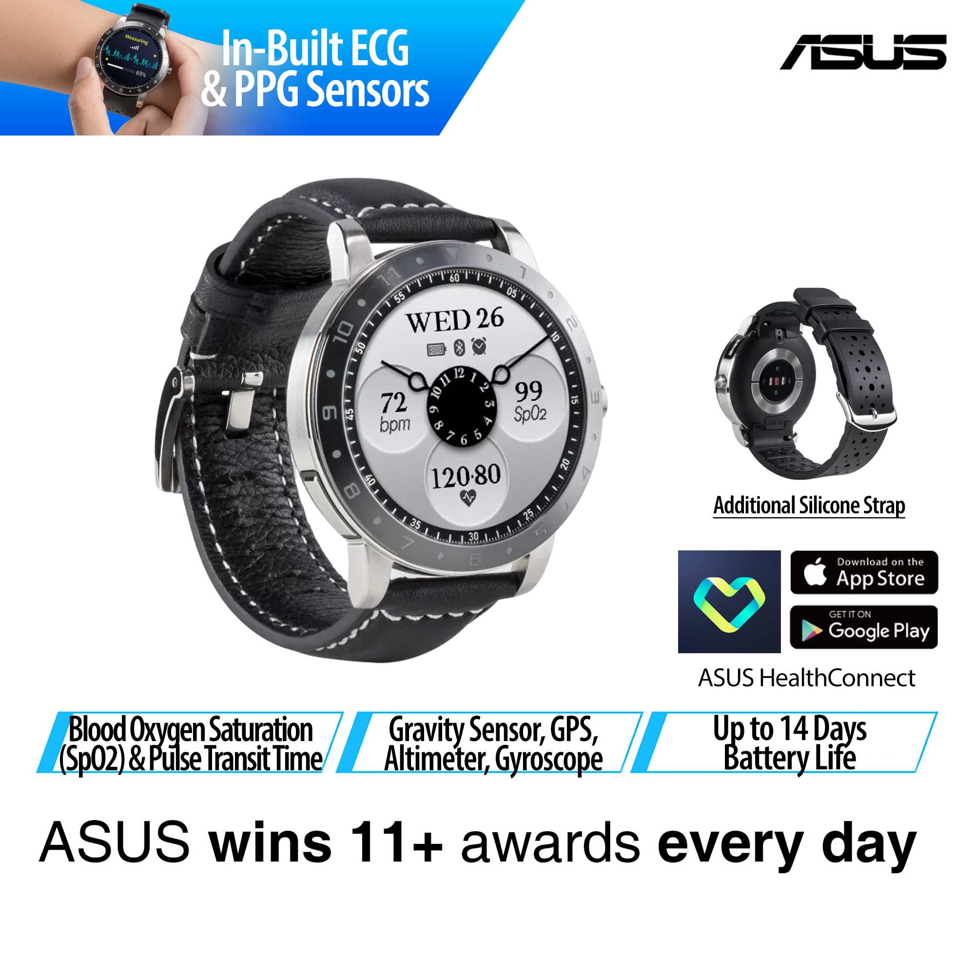 ASUS VivoWatch (HC-B05) Intelligent wearable health tracker that