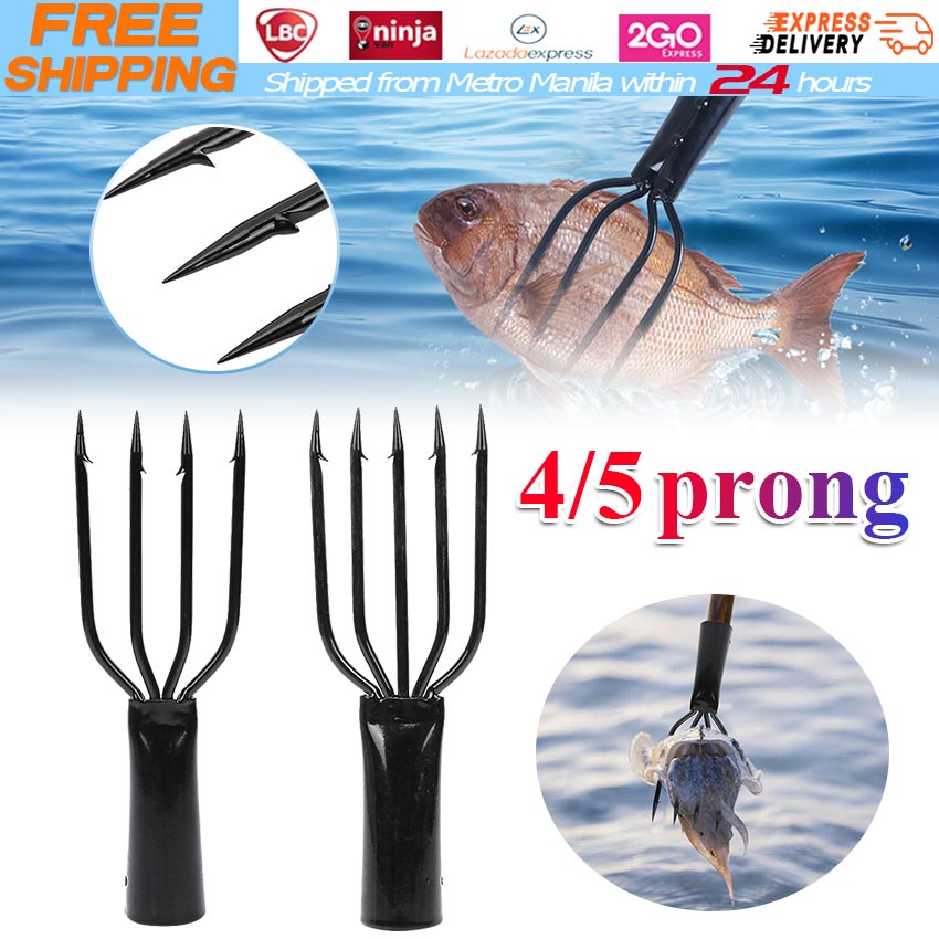 Spring Steel Fish Spear Spearhead 3/4/5 Prong Harpoon Tip with Sharp Barbed  Hook Trident Forkhead Fishing Tools All for Fishing