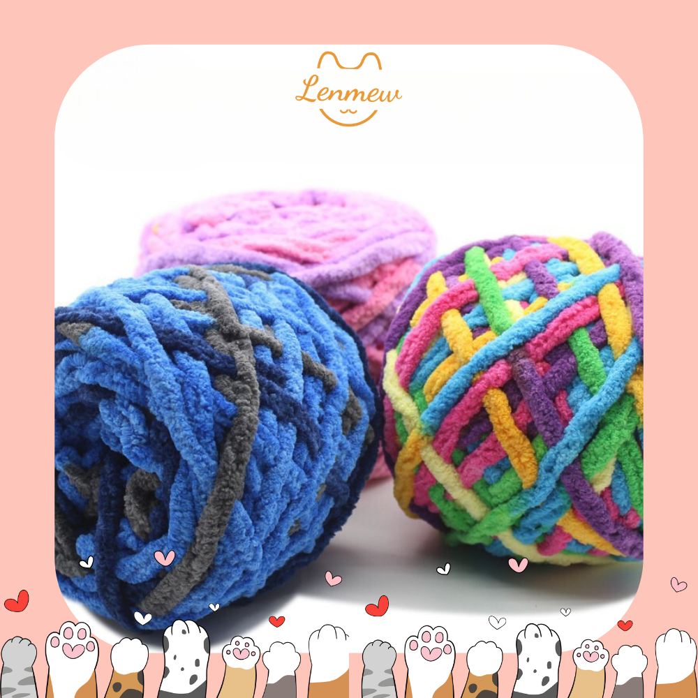 Len Nhung Đũa, Len Bông Sữa Cuộn 100G (Bảng Màu Loang)