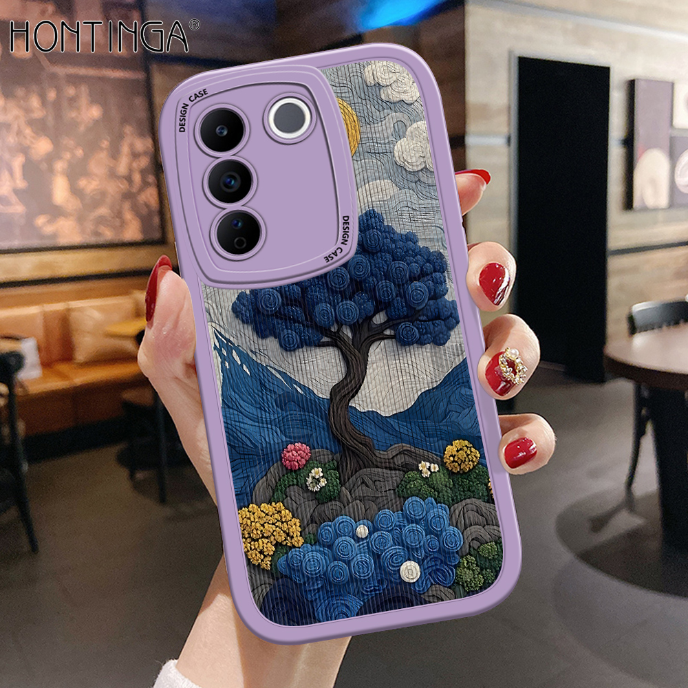 Hontinga%20for%20Vivo%20V27E%20Back%20Cover%20PU%20Leather%20Sun%20and%20Trees%20Phone%20Case%20Soft%20Silicone%20Edge%20Mobile%20Cover%20-%20Image%202