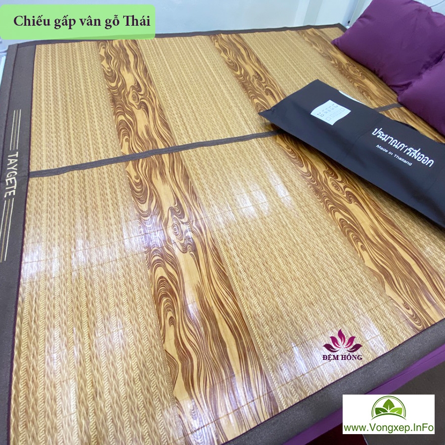 Chiếu tre gấp vân gỗ Thái Lan cao cấp mát bền đẹp