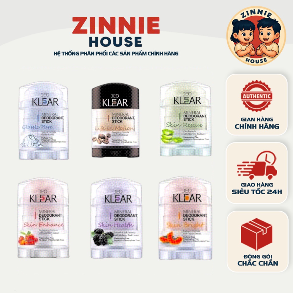 [CHÍNH HÃNG] Lăn Khử Mùi Đá Khoáng DEO KLEAR 70gr MINERAL DEODORANT STICK [5 Mùi Đặc Trưng]