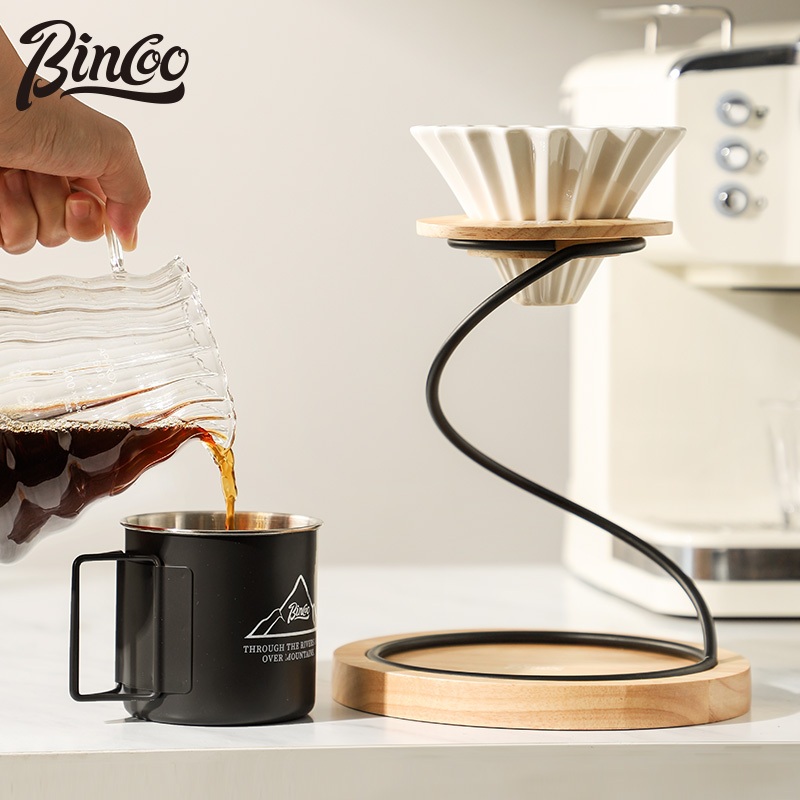 BINCOO Coffee Dripper Set Ceramic V60 Origami Filter Cup Drip Hand Rinsed Coffee Pot Set Filter Bracket Sharing Pot Combination