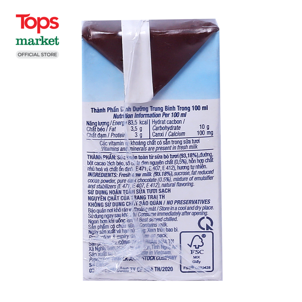 Sữa Tươi Tiệt Trùng Th True Milk Socola 4*110Ml