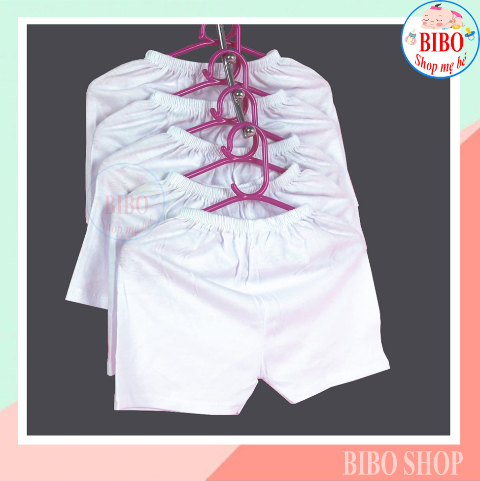 Set 5 Quần ngắn sơ sinh màu trắng Bosini cho bé từ sơ sinh đến 17kg,quần đùi chục sơ sinh Vải Cotton mỏng mặt mát