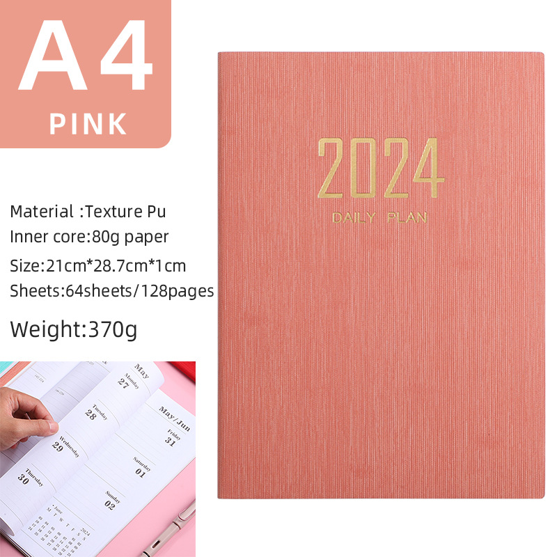 FeiEn 2024 Planner A4 English Schedule Book Thickened Japanese Plan Book Efficiency Manual Notebook Stationery
