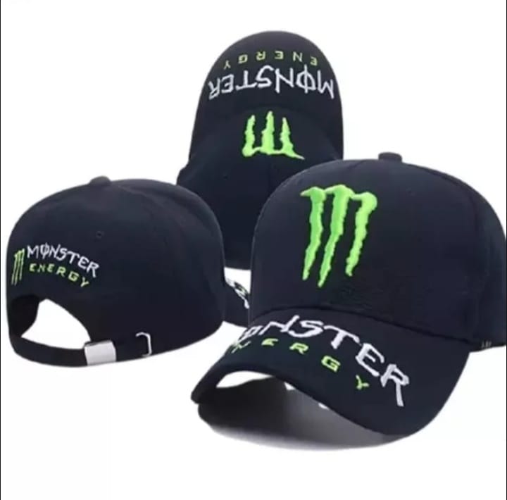 topi racing cap logo bordir Monster 