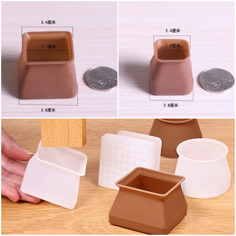 [SET 4] Miếng silicon bọc chân bàn ghế hình vuông dày