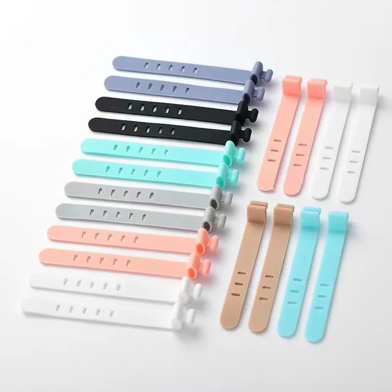 5Pcs Silicone Reusable Cable Ties Data Cable Storage Charging Cable Strap Winder Computer Cable Fixing Wire Organizer