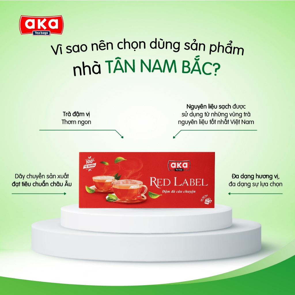 Trà đen túi lọc, trà nhãn đỏ Aka 50g (25 túi x 2g) nguyên liệu pha chế trà sữa, trà chanh đậm vị trà