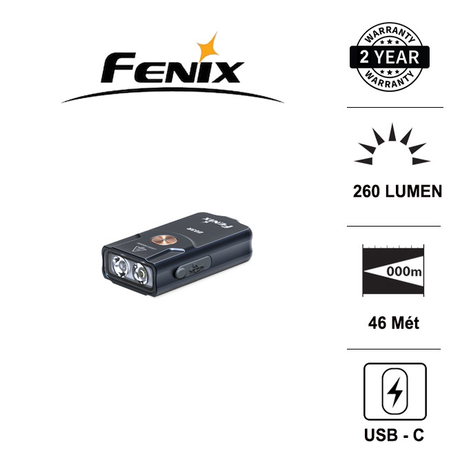 Đèn móc khóa mini FENIX E03R độ sáng 260 lumen ánh sáng trắng