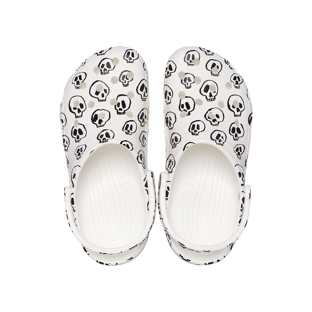 Giày Clog Unisex Crocs Classic Skull Print - White/Black