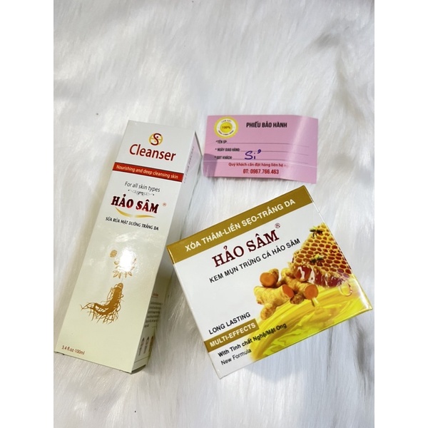 Combo kem hảo sâm mụn, thâm 12g + sữa rửa mặt 100ml