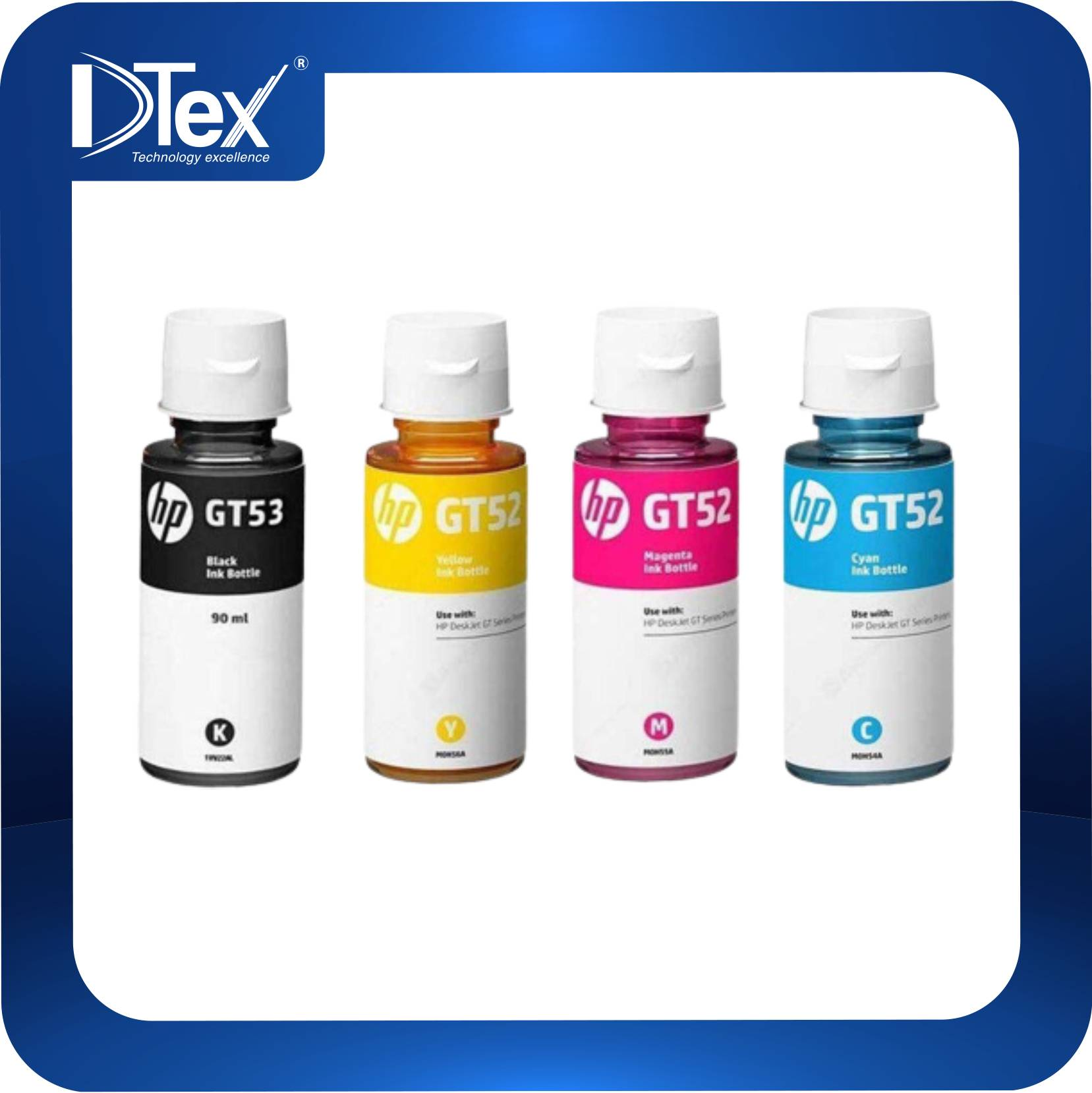 Mực in HP GT53/GT52 - Combo 4 màu BK/C/Y/M - Hàng Chính Hãng