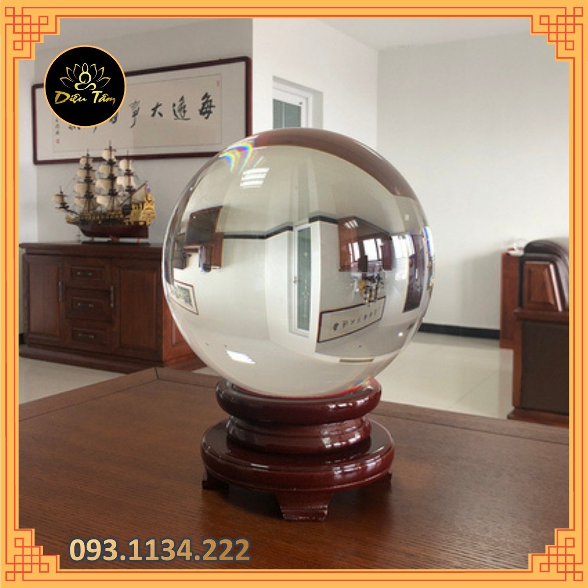 White Desktop glass feng shui ball-alloy joint-fashion shipping-gift with base