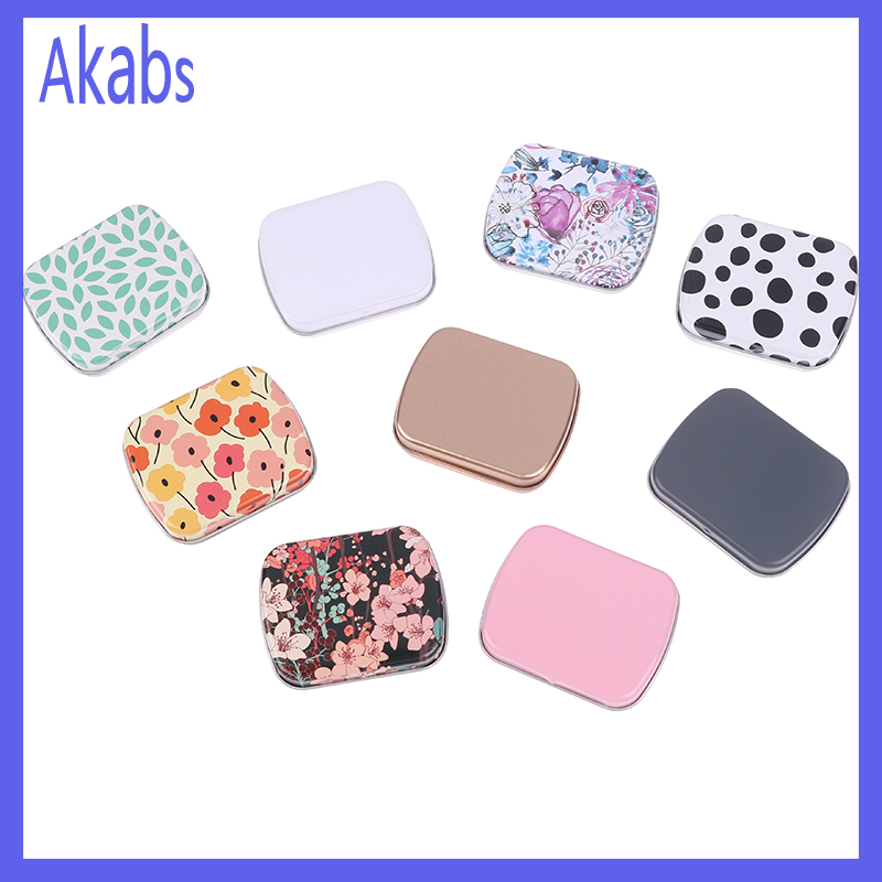 Akabs Small Empty Metal Tin Flip Storage Pill Box Case Organizer For Candy Key