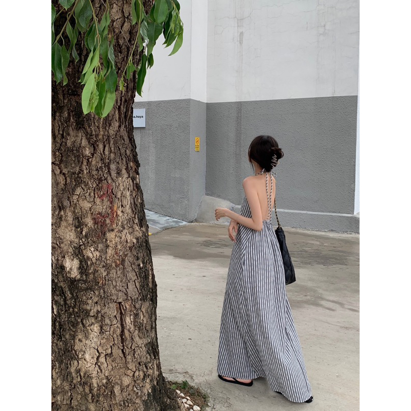 Váy maxi sọc Hàn Quốc