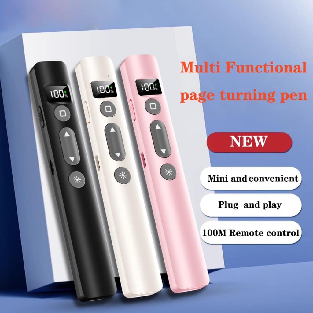 Wireless Presenter With LCD Display, Laser Pointer Laptop Remote Control Flip Pen For Powerpoint Presentation PPT Slide Advancer Pointer Pen with Red Light