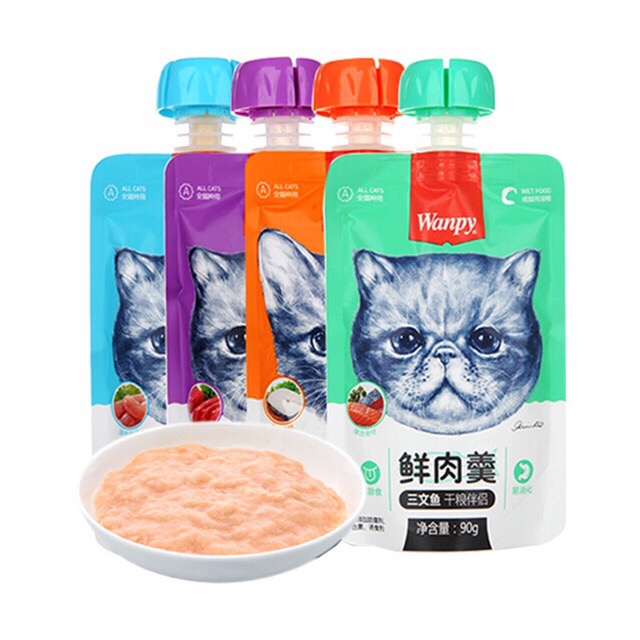 Súp thưởng cho mèo wanpy nắp vặn, túi 90g