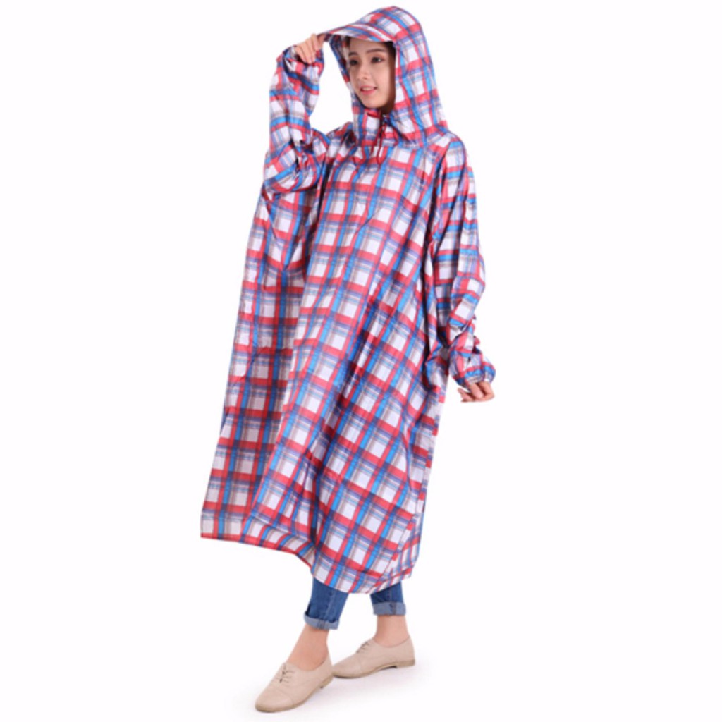 Áo Mưa Bít Vải Dù 1m4 Hoa, Sọc Caro Không Thấm Nước ( Không Xẻ Tà ) - hàng cao cấp