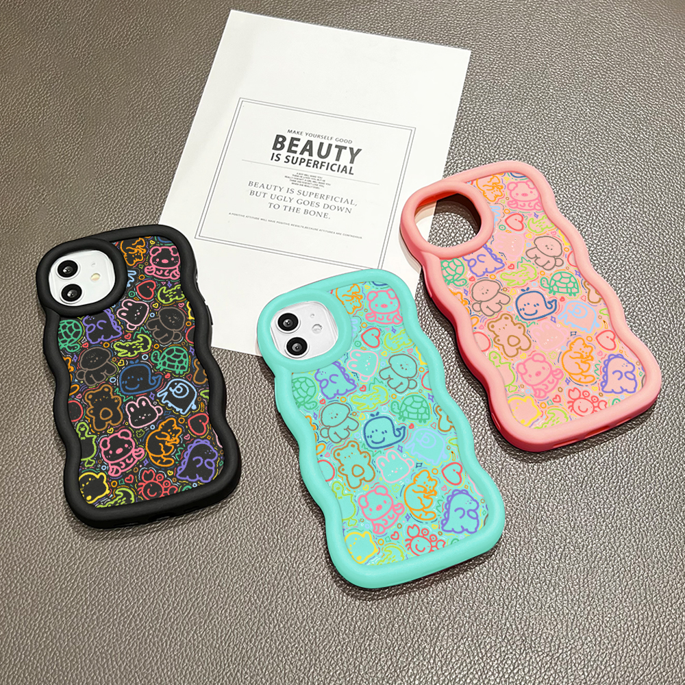 BILI for Redmi Note 14 4G 5G Note 14 Pro+ Xiaomi Poco X7 5G Back Cover Full Screen Small Animals Pattern Design Wavy Soft Silicone Mobile Phone Covers. 