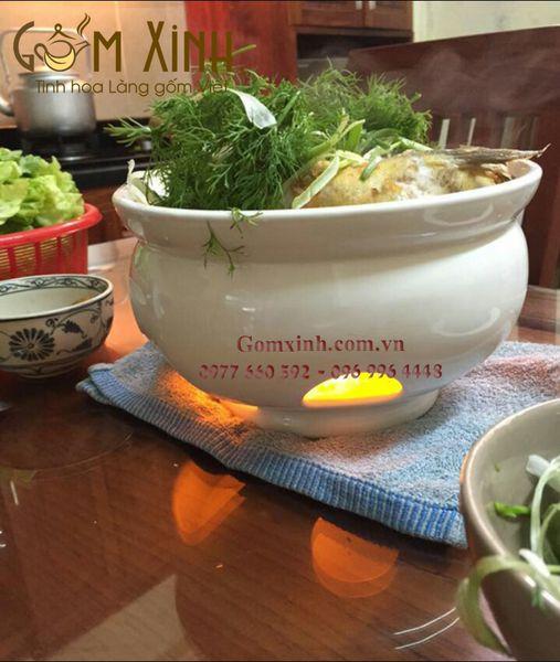 Bếp hâm nóng thức ăn bằng nến (bát sứ Bát Tràng)