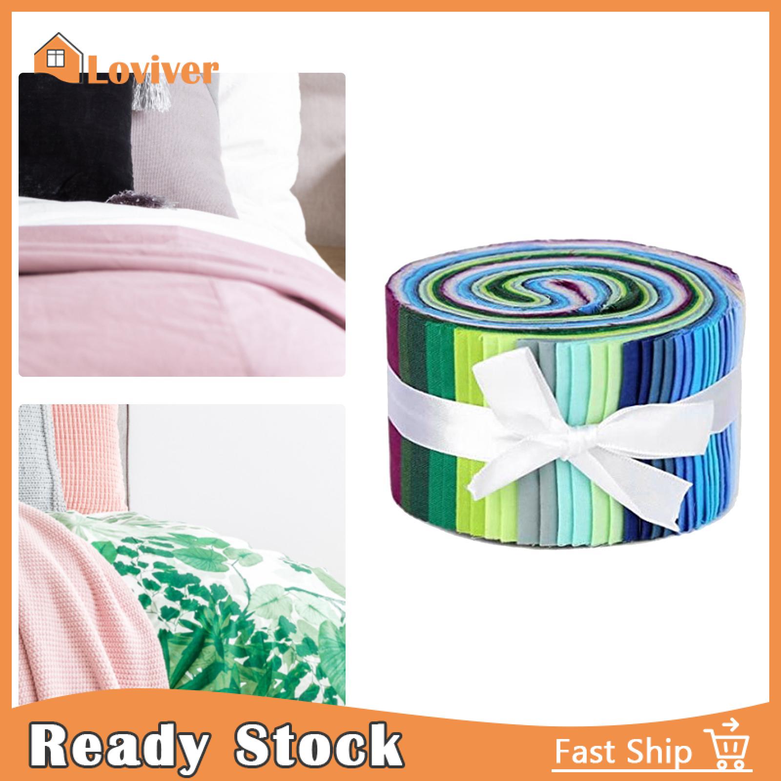 Loviver 36Pack Roll Up Cotton Fabric Strips Quilting DIY Precut Craft Fabric Cloth