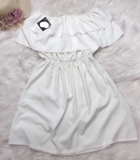 [ SIÊU HOT + FREE SHIP ] Váy trễ vai siêu xinh vải lụa mềm mịn tôn dáng