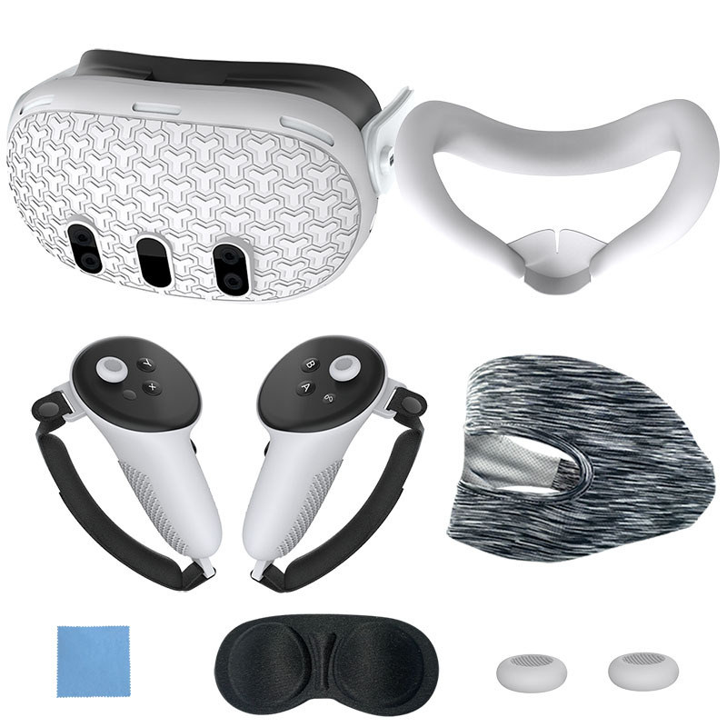 Protective Lens Cover For meta Quest 3 Replacement Anti-Leakage Nose Pad VR Accessories 7-Piece Set VR Shell Cover
